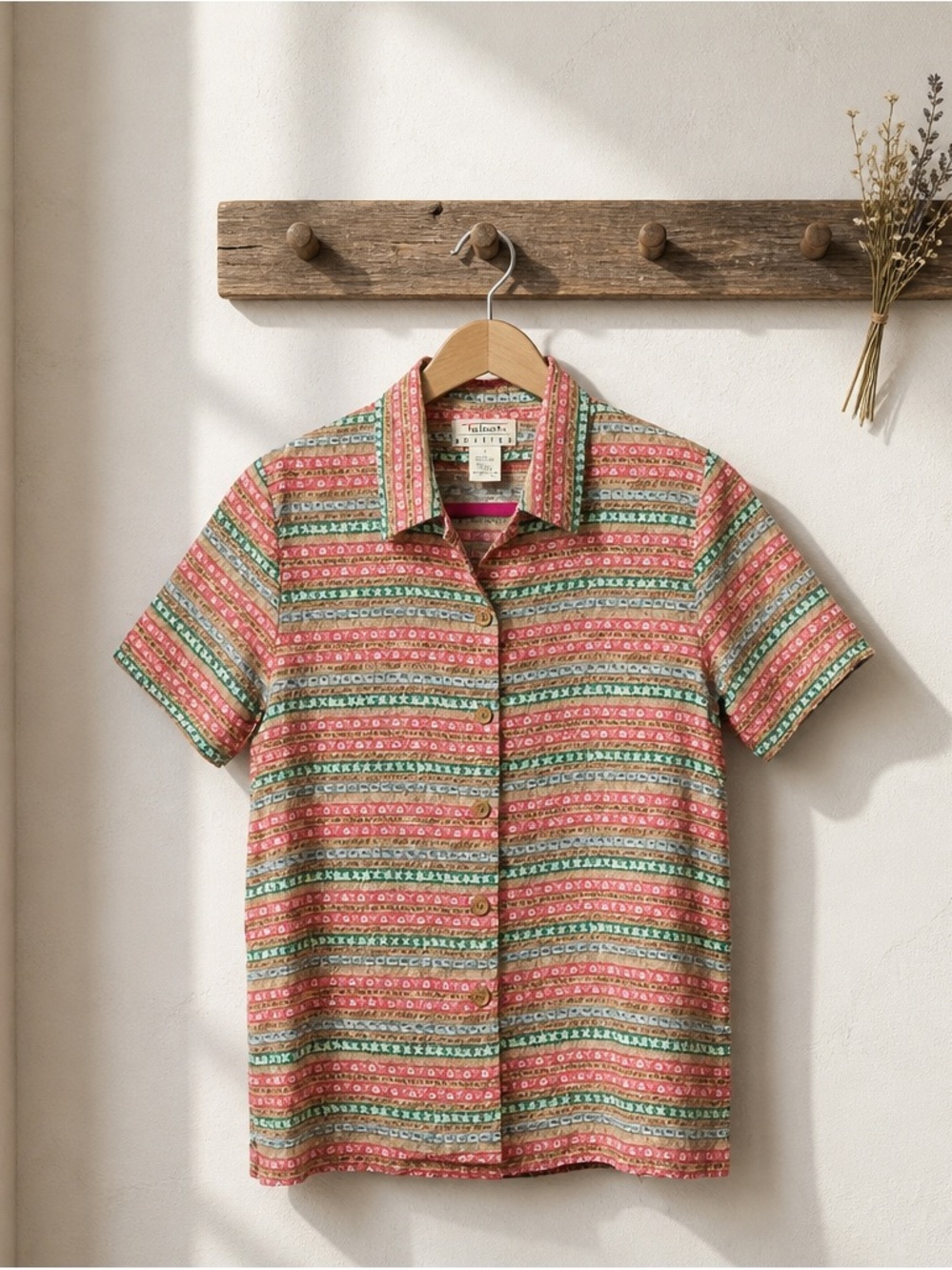 Talbots Pink Multi Short-Sleeve Button-Down Shirt